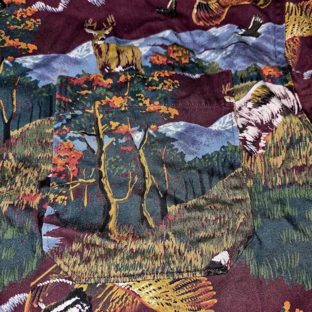 ​Vtg 1989 Banana Republic Safari All Over Print Hunting Shirt M Wildlife AOP EUC